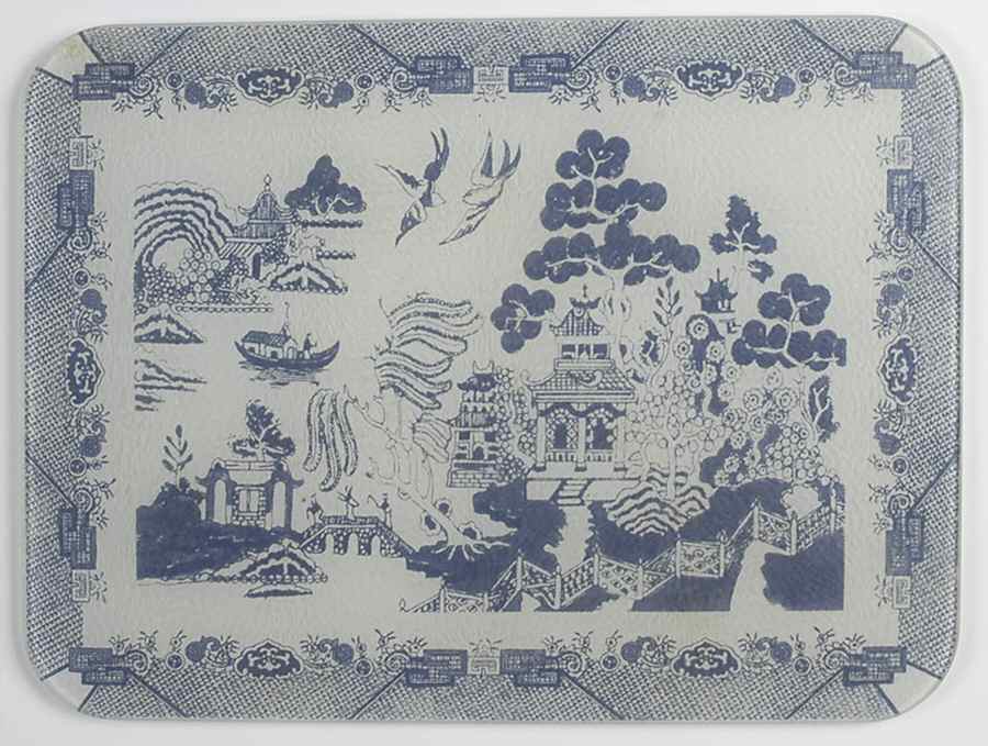 Willow Blue (Made in England, Earthenware, Newer) Rectangular Glassware Cutting Board by Johnson Brothers-1