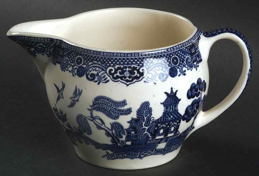 Willow Blue (Made in England, Earthenware, Newer) Creamer by Johnson Brothers-1