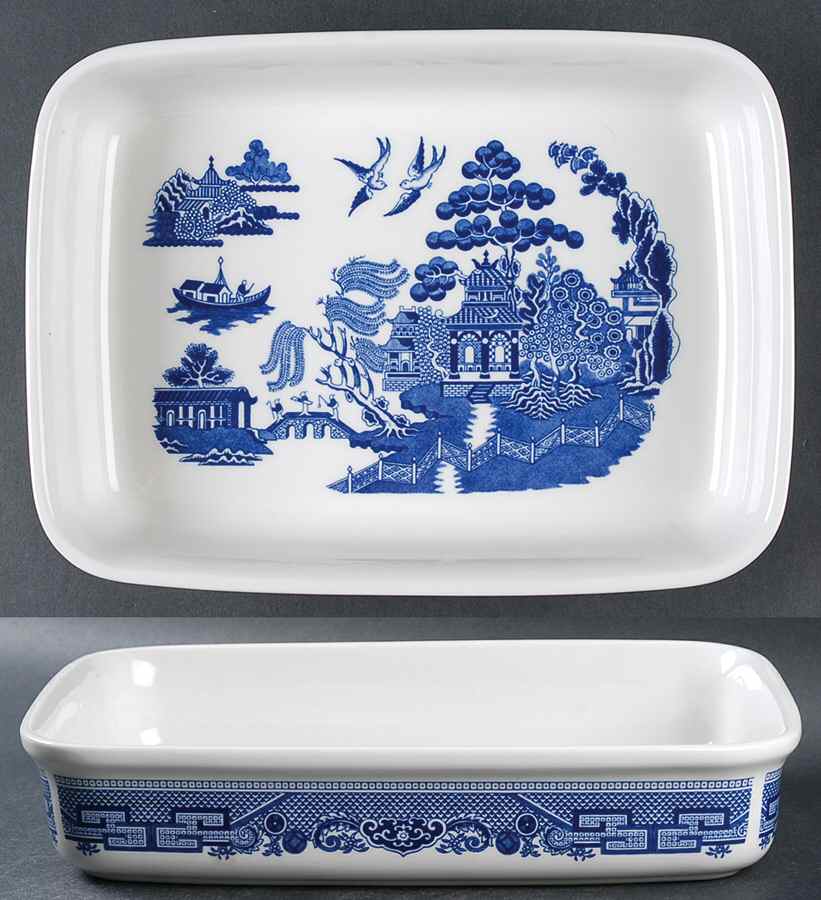 Willow Blue (Made in England, Earthenware, Newer) 11" Lasagna by Johnson Brothers-1