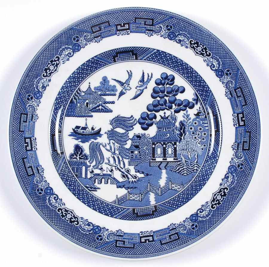 Willow Blue (Made in England, Earthenware, Newer) Dinner Plate by Johnson Brothers-1
