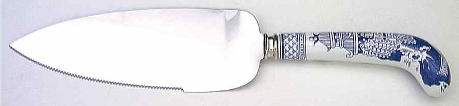 Willow Blue (Made in England, Earthenware, Newer) Pie & Cake Server with Stainless Blade by Johnson Brothers-1