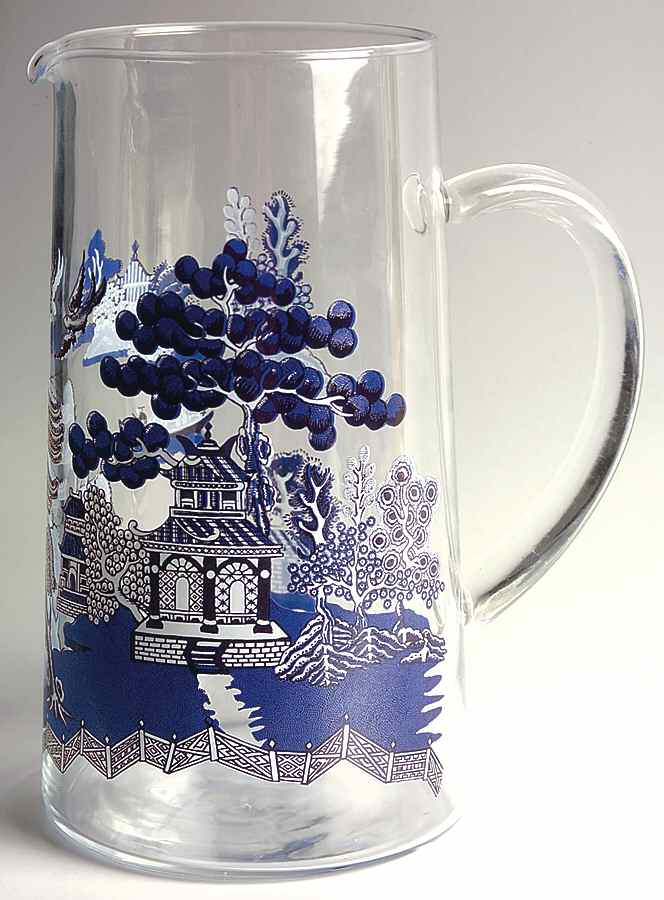 Willow Blue (Made in England, Earthenware, Newer) 44 Oz Glassware Pitcher by Johnson Brothers-1