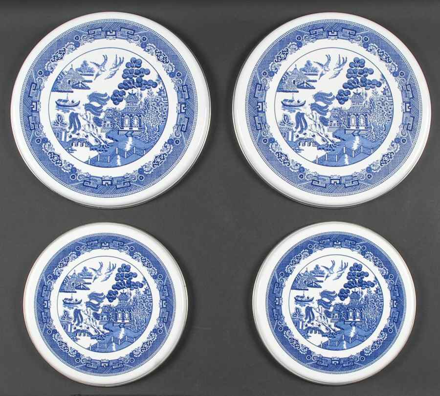 Willow Blue (Made in England, Earthenware, Newer) Round Steel Stove Cover - Set of 4 by Johnson Brothers-1