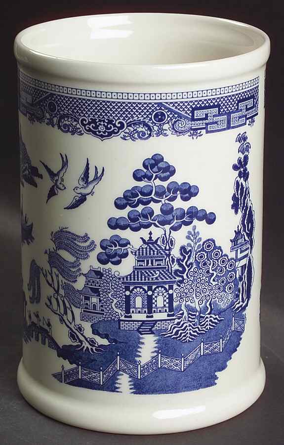 Willow Blue (Made in England, Earthenware, Newer) Utensil Holder by Johnson Brothers-1