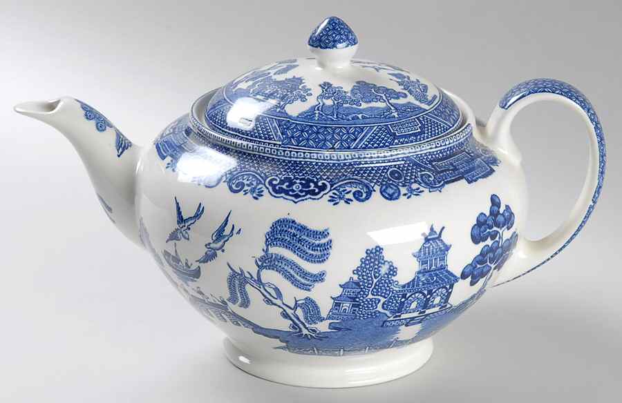 Willow Blue (Made in England, Earthenware, Newer) Teapot & Lid by Johnson Brothers-1