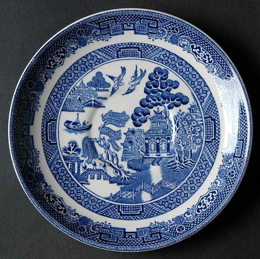 Willow Blue (Made in England, Earthenware, Newer) Saucer for Flat Cup by Johnson Brothers-1
