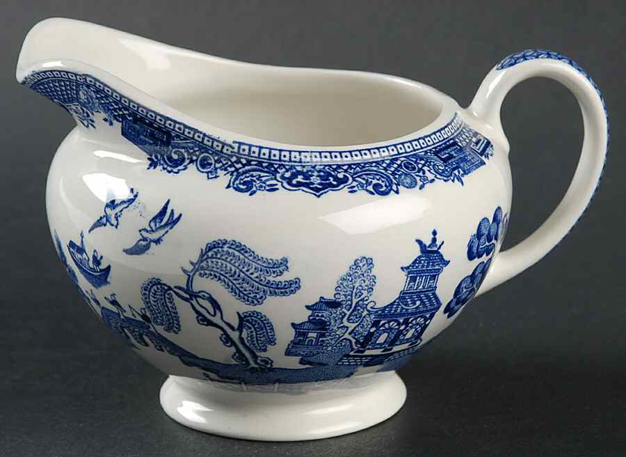 Willow Blue (Made in England, Earthenware, Newer) Creamer by Johnson Brothers-1