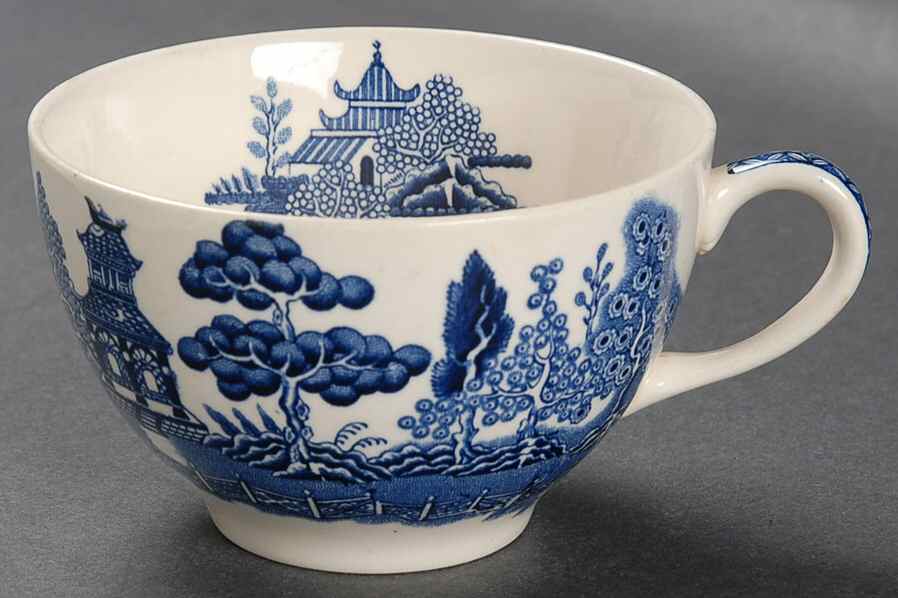 Willow Blue (Made in England, Earthenware, Newer) Flat Cup by Johnson Brothers-1