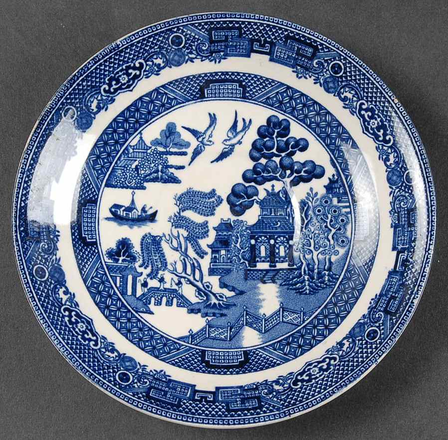 Willow Blue (Made in England, Earthenware, Newer) Saucer for Flat Cup by Johnson Brothers-1
