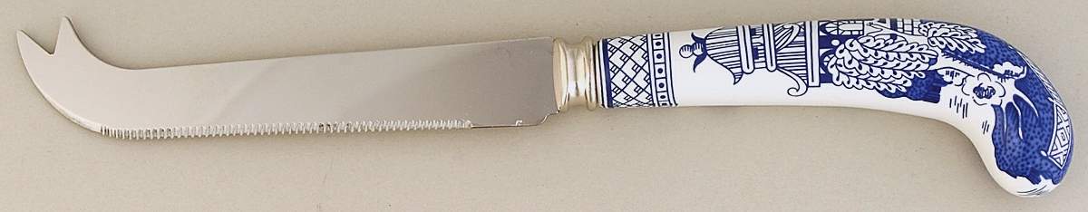 Willow Blue (Made in England, Earthenware, Newer) Cheese Knife with Stainless Blade by Johnson Brothers-1