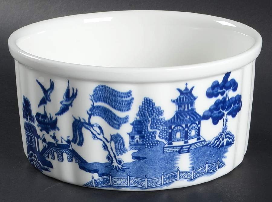 Willow Blue (Made in England, Earthenware, Newer) 7" Souffle by Johnson Brothers-1