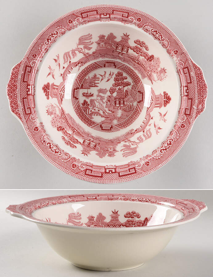 Willow Pink Red Round Vegetable No Lid by Johnson Brothers-1