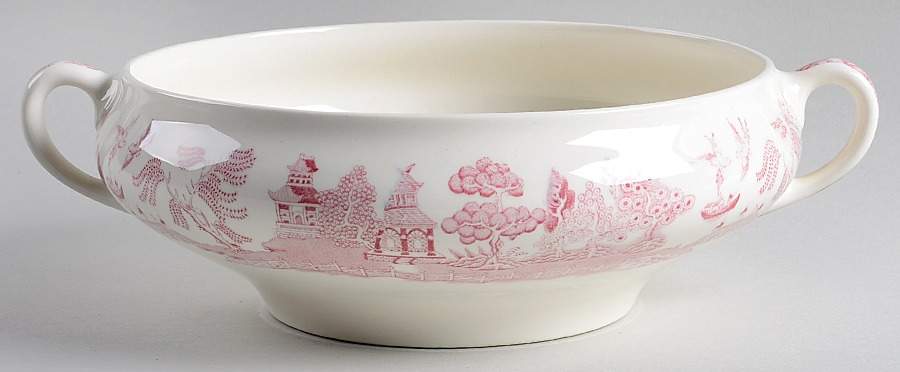 Willow Pink Red Round Vegetable No Lid by Johnson Brothers-1