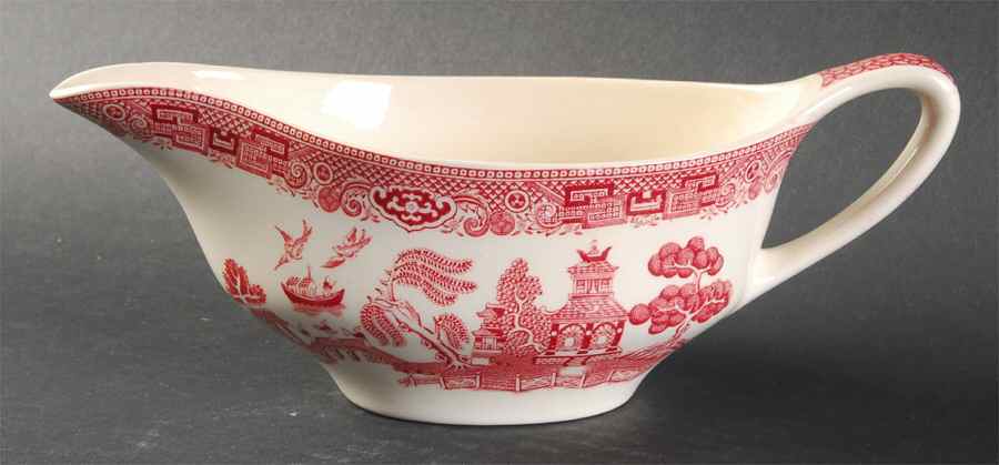 Willow Pink Red Gravy Boat by Johnson Brothers-1