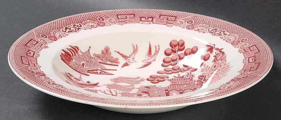 Willow Pink Red Rim Soup Bowl by Johnson Brothers-1