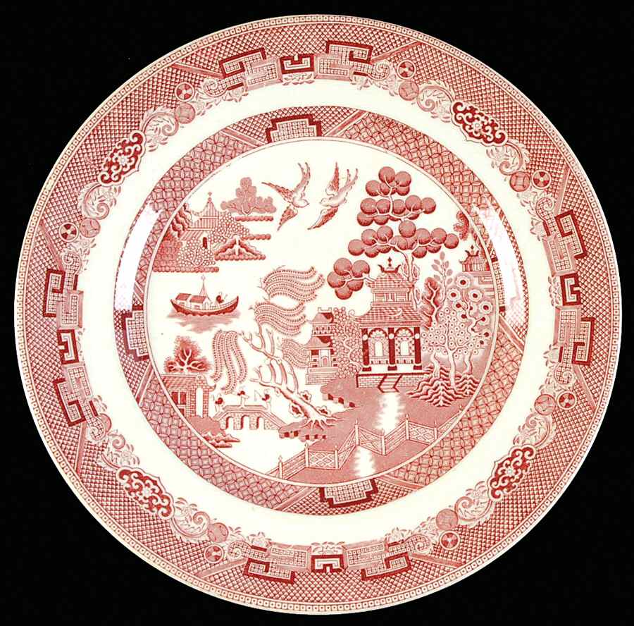 Willow Pink Red Luncheon Plate by Johnson Brothers-1