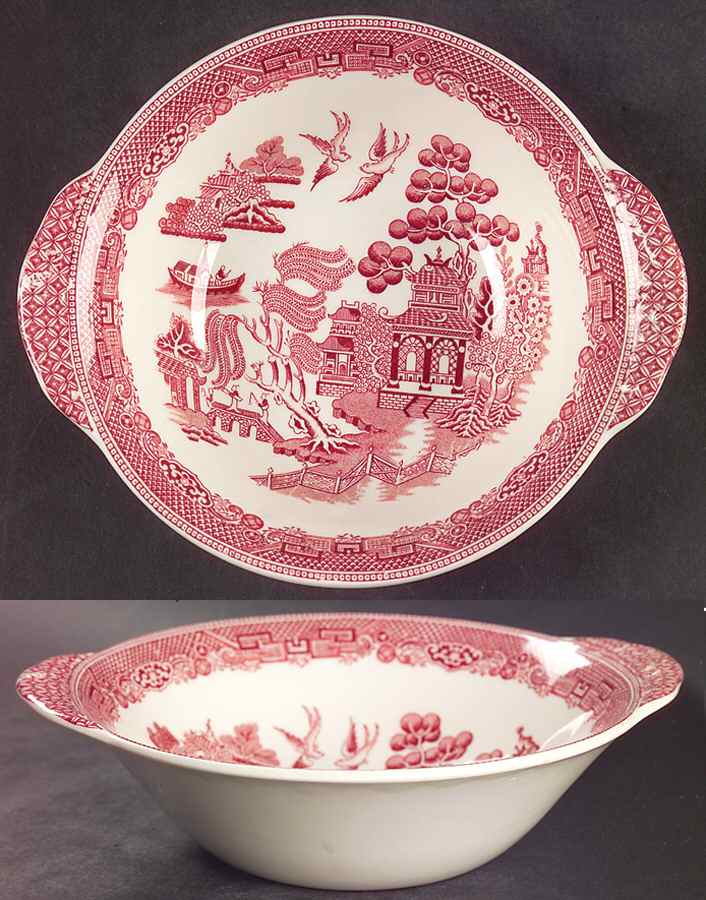 Willow Pink Red Lugged Cereal Bowl by Johnson Brothers-1
