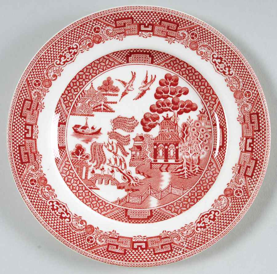 Willow Pink Red Bread & Butter Plate by Johnson Brothers-1