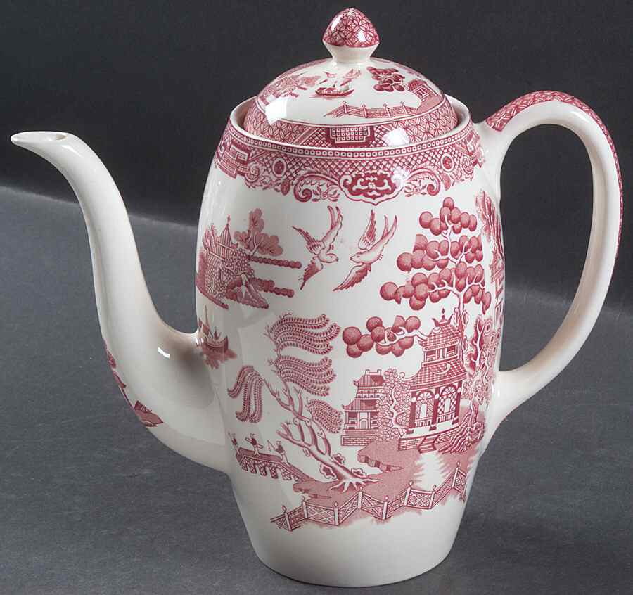 Willow Pink Red Small Coffee Pot & Lid by Johnson Brothers-1