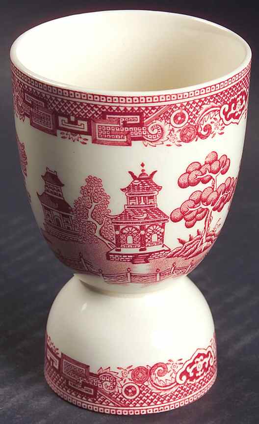 Willow Pink Red Double Egg Cup by Johnson Brothers-1
