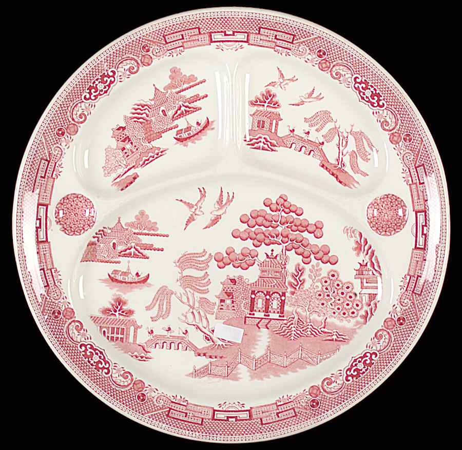 Willow Pink Red Grill Plate by Johnson Brothers-1