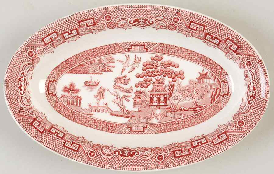 Willow Pink Red Relish/Gravy Underplate by Johnson Brothers-1