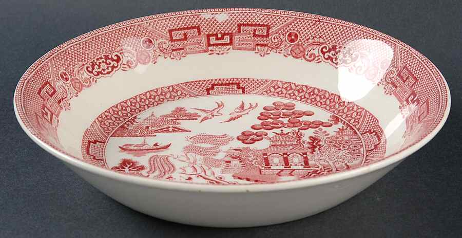 Willow Pink Red Coupe Soup Bowl by Johnson Brothers-1