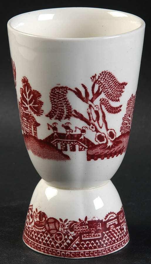 Willow Pink Red Double Egg Cup by Johnson Brothers-1