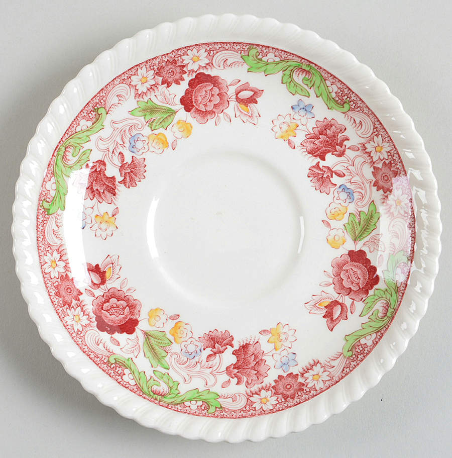 Winchester Pink (Rope Edge) Saucer for Cream Soup Bowl by Johnson Brothers-1