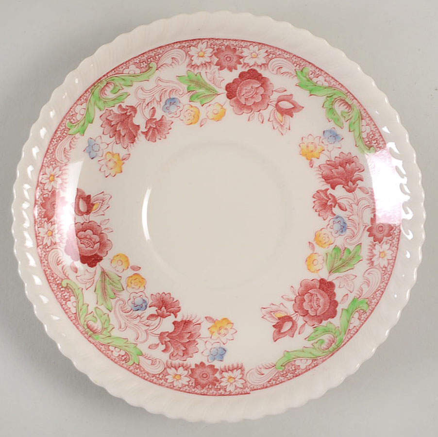 Winchester Pink (Rope Edge) Saucer for Oversized Cup by Johnson Brothers-1