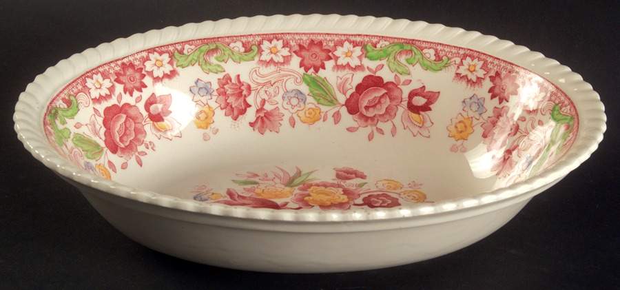 Winchester Pink (Rope Edge) 8" Oval Vegetable Bowl by Johnson Brothers-1