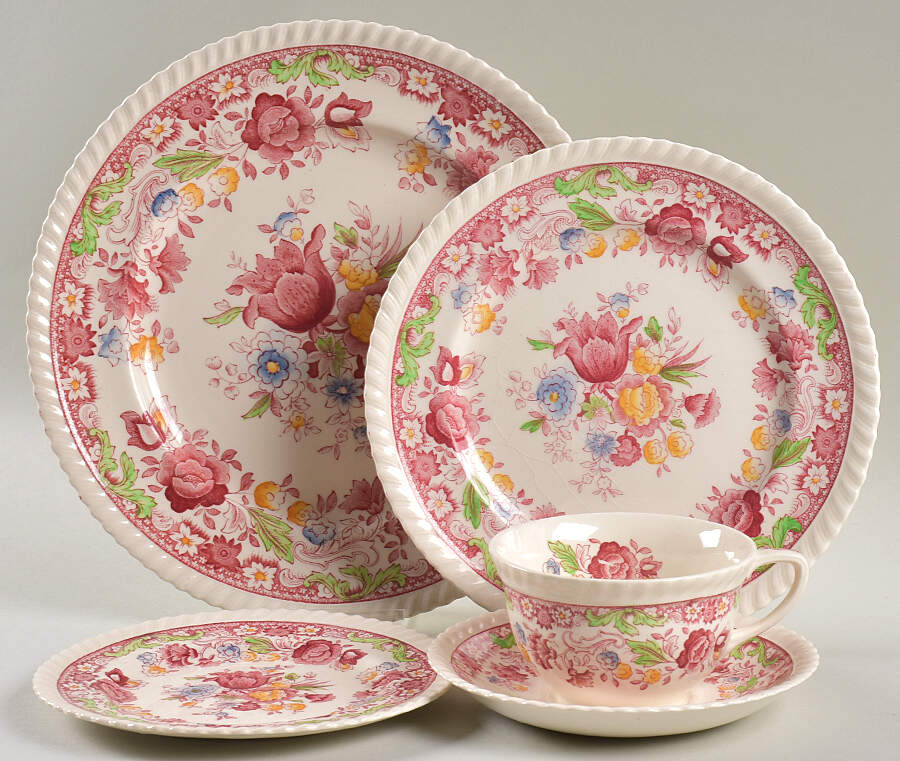 Winchester Pink (Rope Edge) 5 Piece Place Setting by Johnson Brothers-1