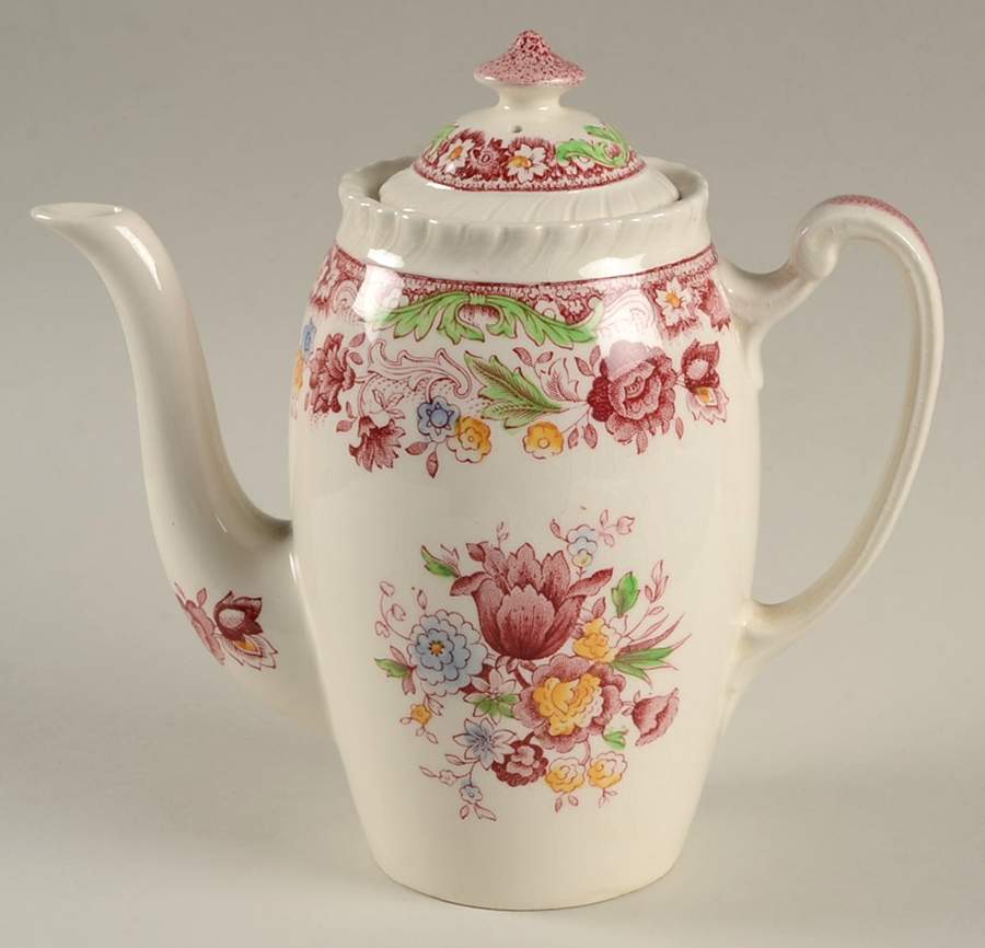 Winchester Pink (Rope Edge) Mini Coffee Pot & Lid by Johnson Brothers-1