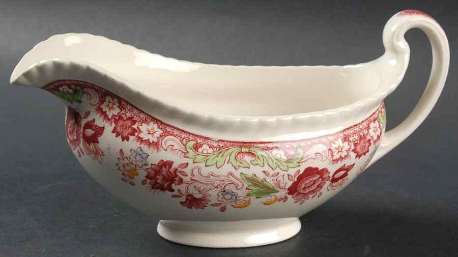 Winchester Pink (Rope Edge) Gravy Boat by Johnson Brothers-1
