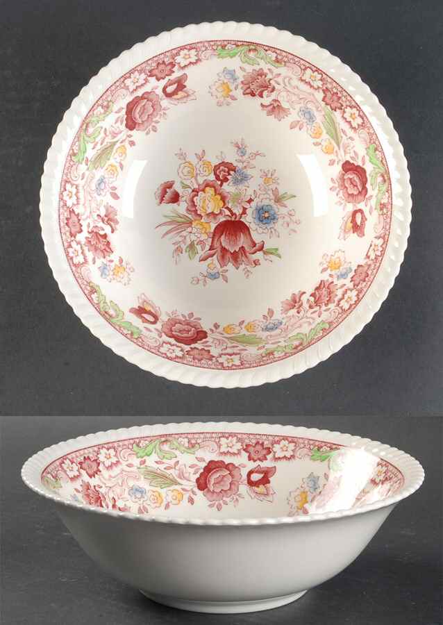 Winchester Pink (Rope Edge) 8" Round Vegetable Bowl by Johnson Brothers-1