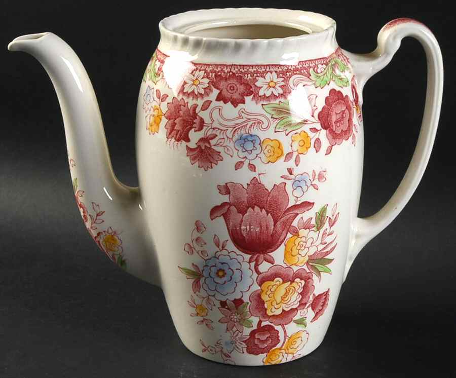 Winchester Pink (Rope Edge) Coffee Pot No Lid by Johnson Brothers-1