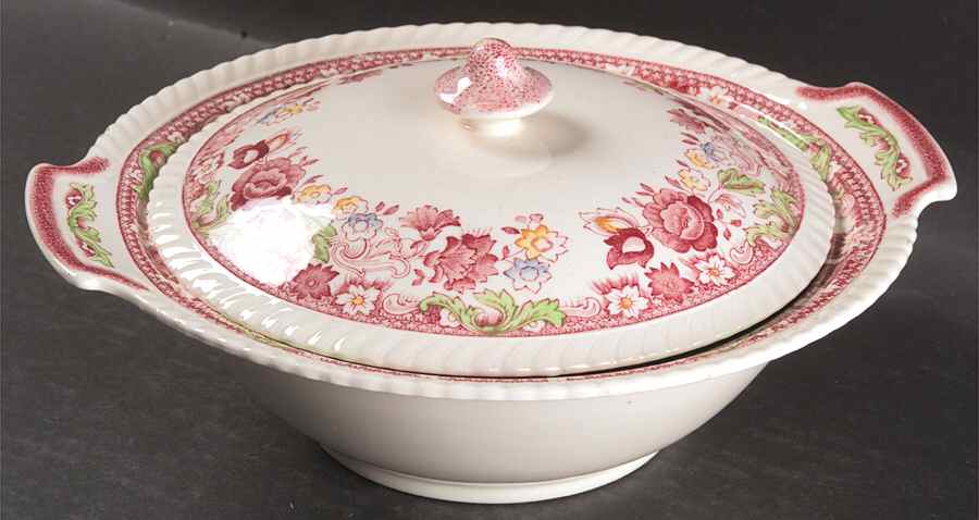 Winchester Pink (Rope Edge) Round Covered Vegetable by Johnson Brothers-1