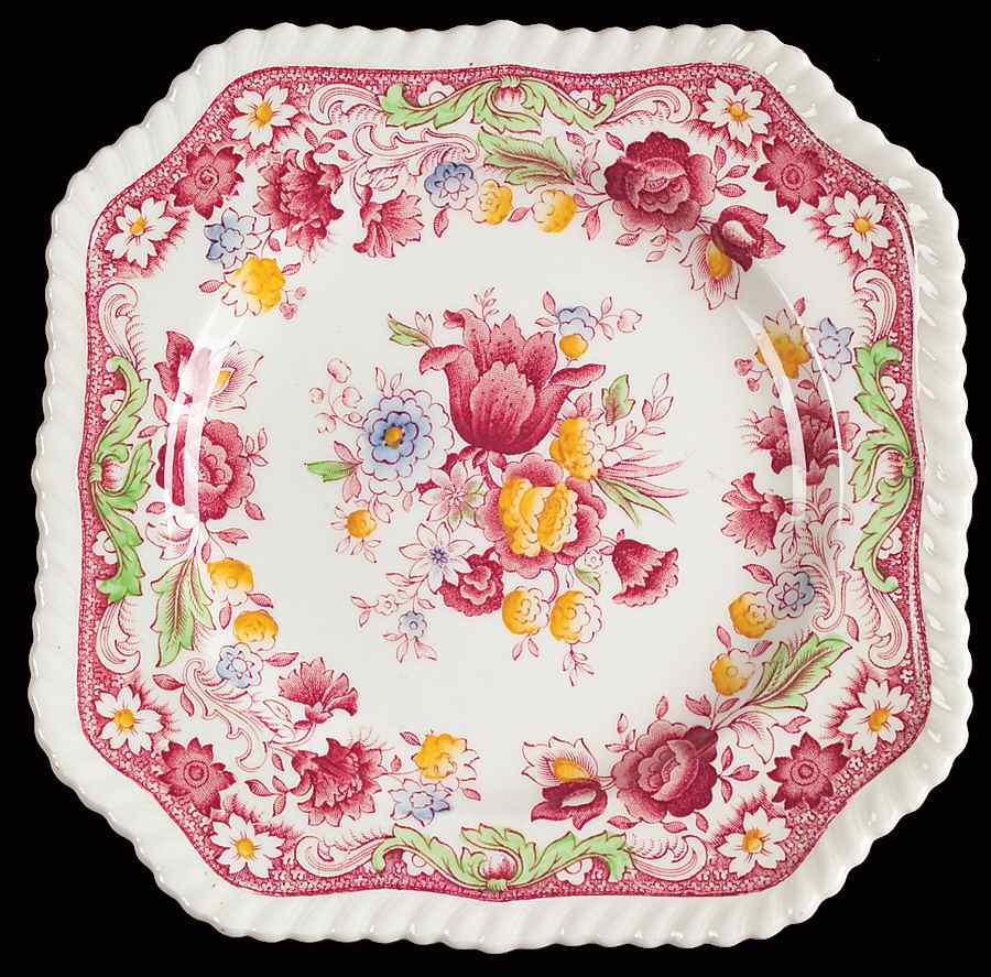 Winchester Pink (Rope Edge) Square Salad Plate by Johnson Brothers-1