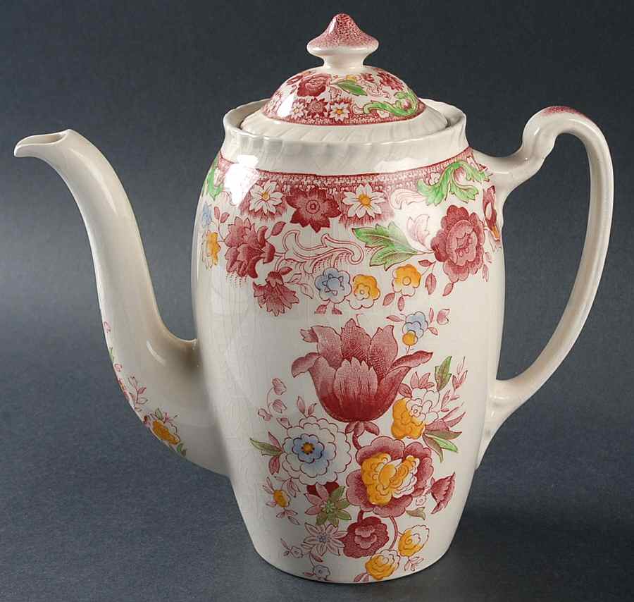 Winchester Pink (Rope Edge) Coffee Pot & Lid by Johnson Brothers-1