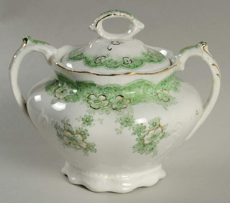 Wild Rose Green Sugar Bowl & Lid by Johnson Brothers-1