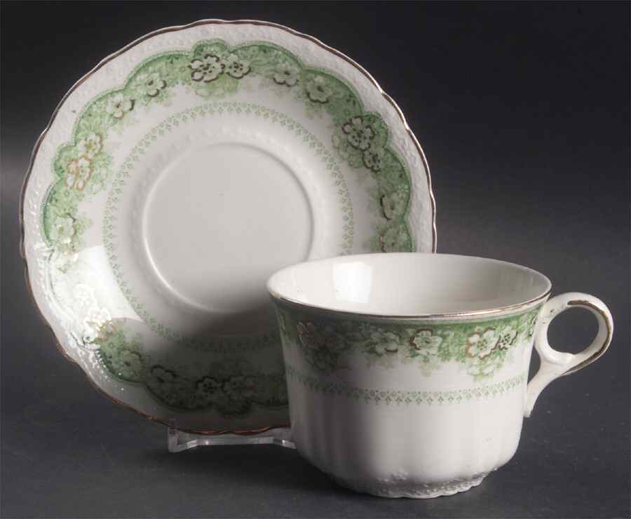 Wild Rose Green Oversized Cup & Saucer Set by Johnson Brothers-1
