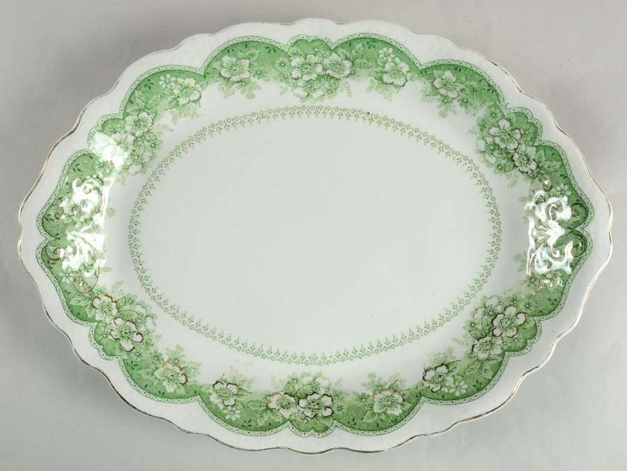 Wild Rose Green 14" Oval Serving Platter by Johnson Brothers-1