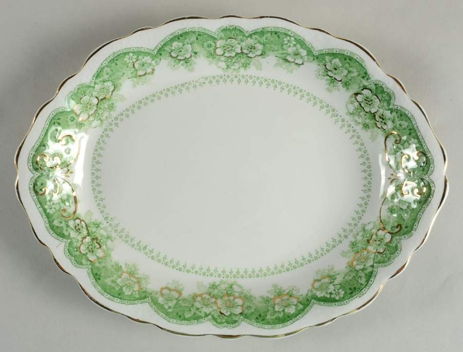 Wild Rose Green 10" Oval Serving Platter by Johnson Brothers-1