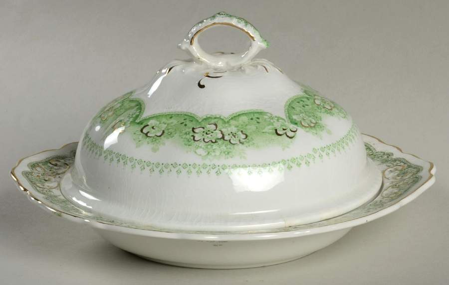 Wild Rose Green Round Covered Butter by Johnson Brothers-1