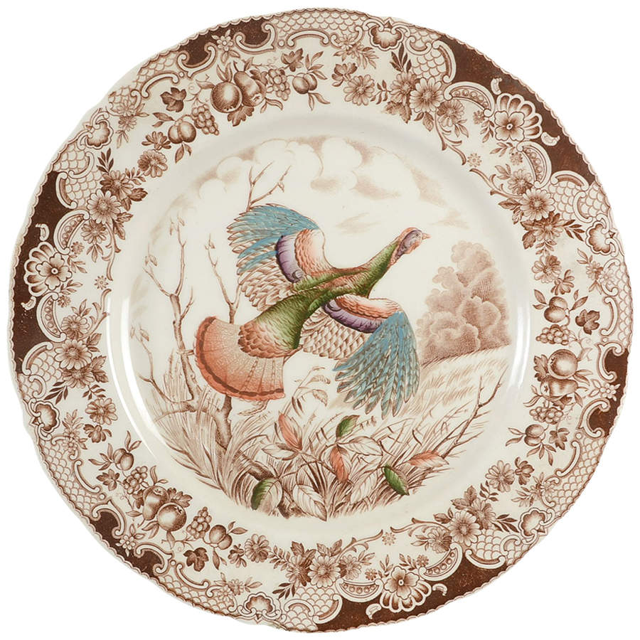 Wild Turkeys Brown (No "Native American") Dinner Plate by Johnson Brothers-1