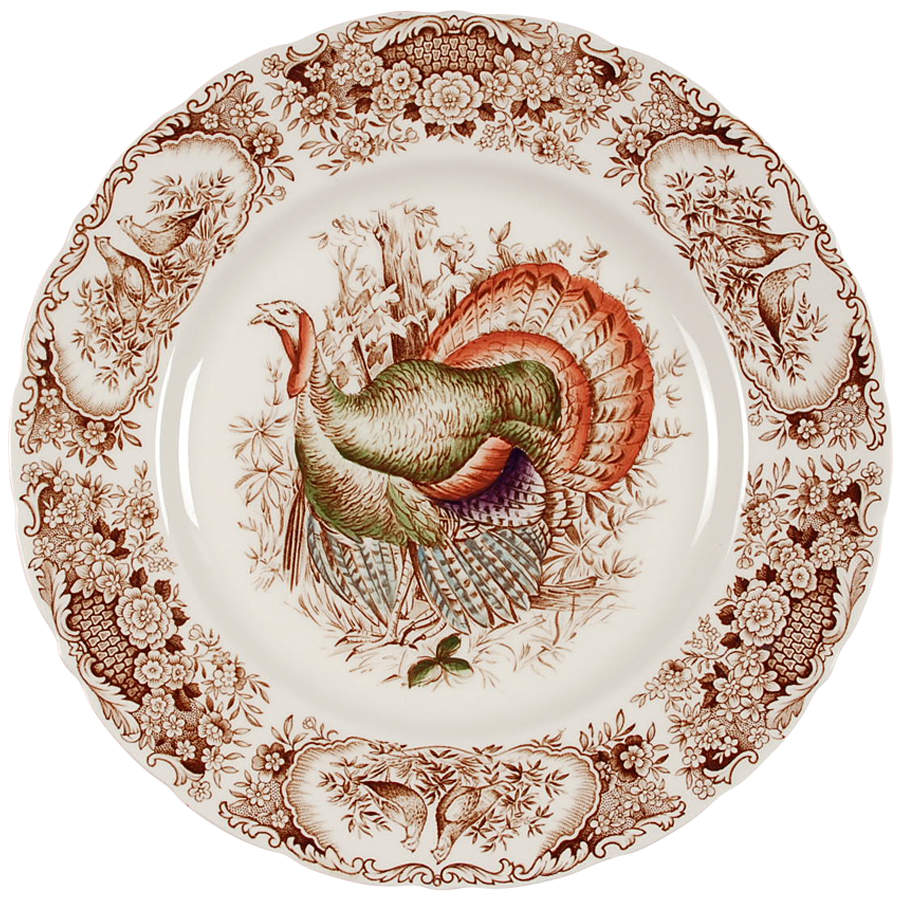 Wild Turkeys Brown (Native American) Dinner Plate by Johnson Brothers-1