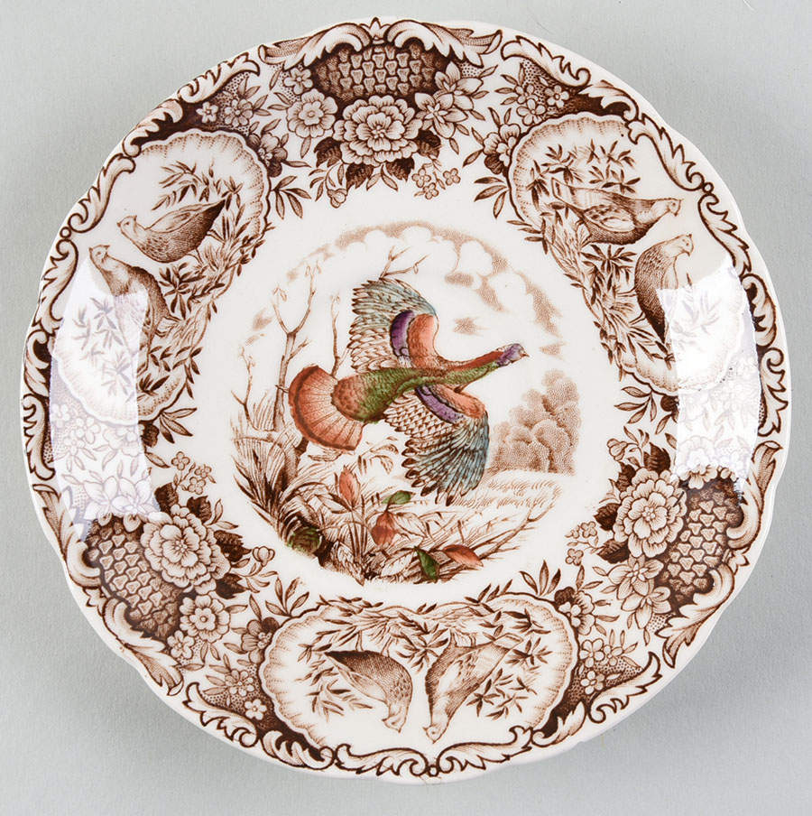 Wild Turkeys Brown (Native American) Saucer by Johnson Brothers-1