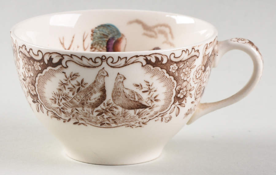 Wild Turkeys Brown (Native American) Flat Cup by Johnson Brothers-1