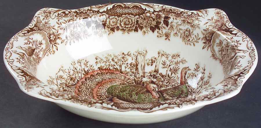 Wild Turkeys Brown (Native American) 9" Oval Vegetable Bowl by Johnson Brothers-1