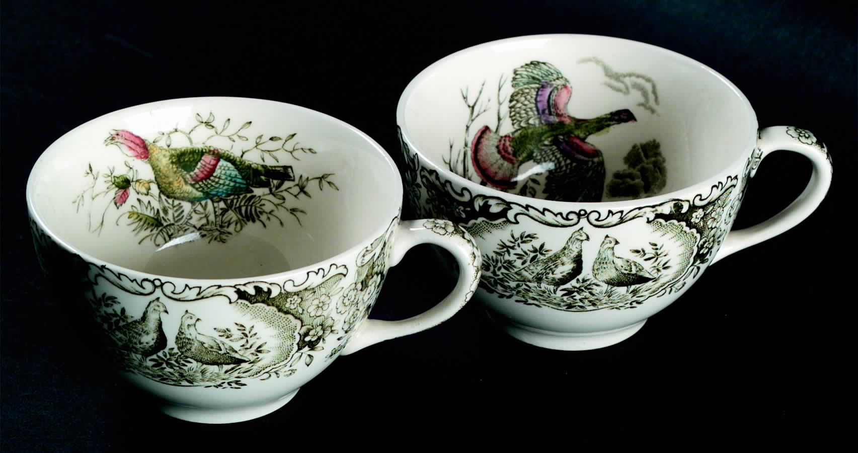 Wild Turkeys Green (Native American) Flat Cup by Johnson Brothers-1